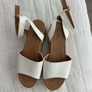 Qupid White Open-Toe Ankle Strap Sandals